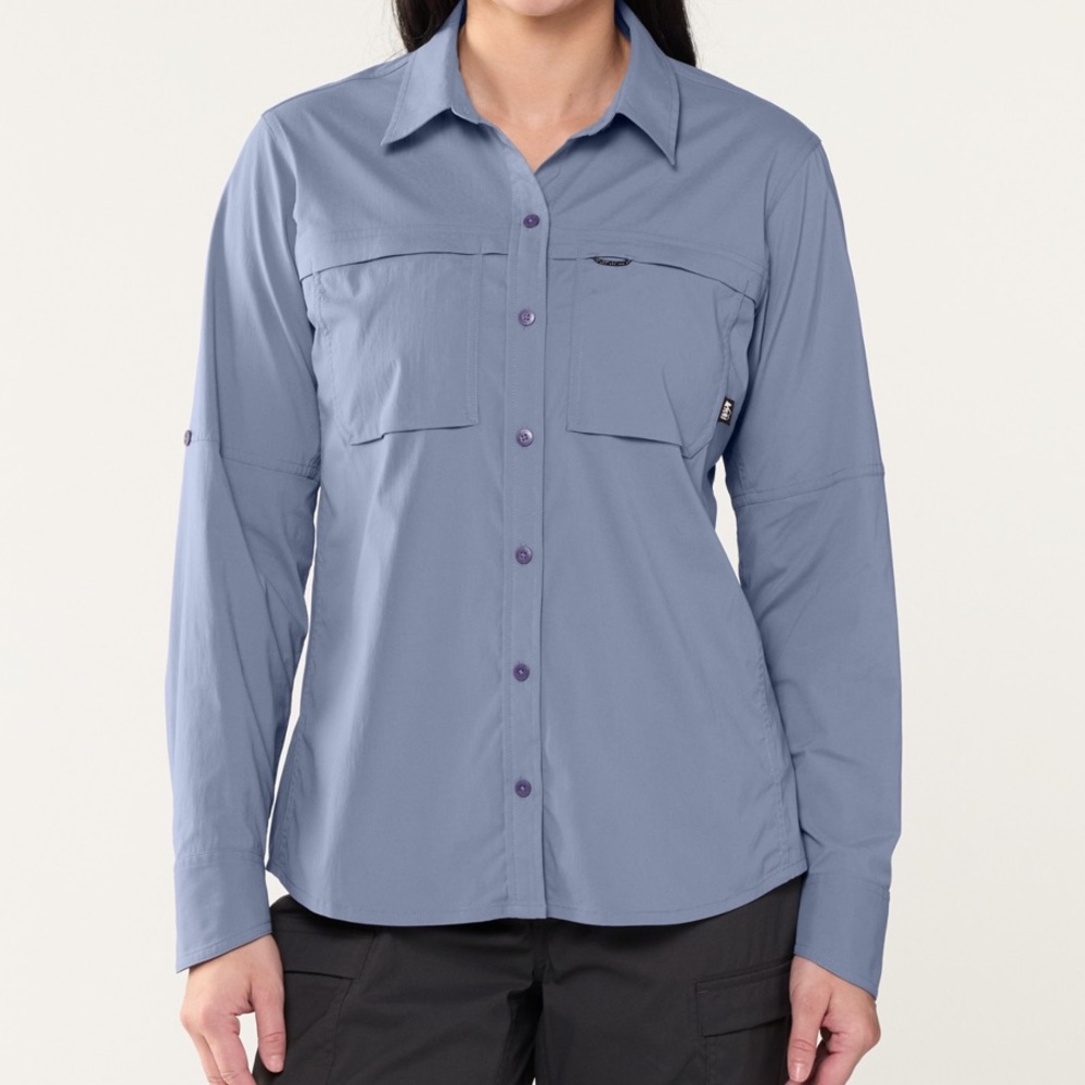 REI Sahara Long-Sleeve Solid Shirt- Lunar Slate - Women's Large